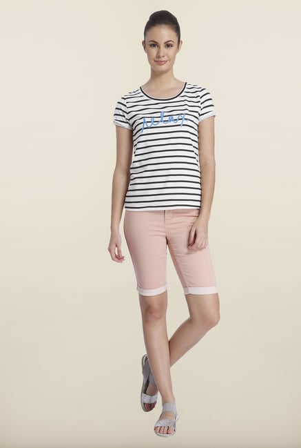 Only White Striped Cotton T-shirt Only White Striped Cotton T-shirt