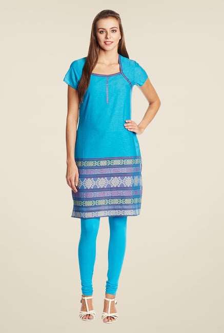 Aurelia Blue Cotton Regular Fit Kurta Aurelia Blue Cotton Regular Fit Kurta