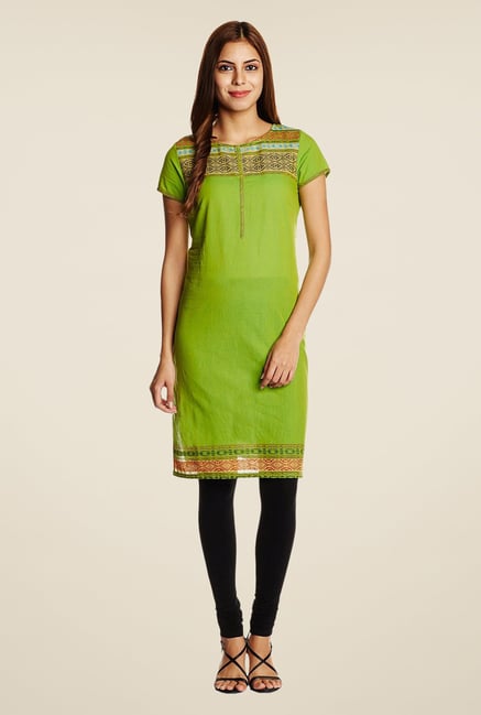 Aurelia Green Printed Regular Fit Kurta Aurelia Green Printed Regular Fit Kurta