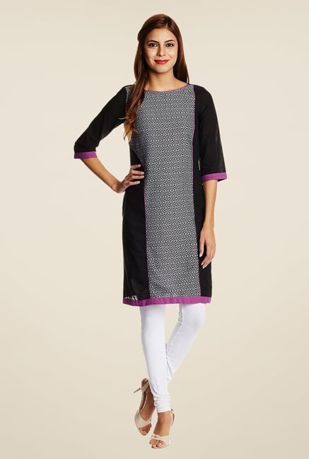 Aurelia Black Cotton Printed Kurta Aurelia Black Cotton Printed Kurta