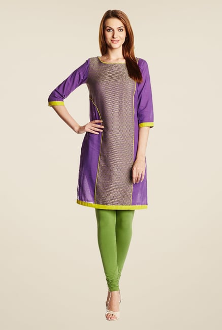 Aurelia Purple Cotton Printed Kurta Aurelia Purple Cotton Printed Kurta