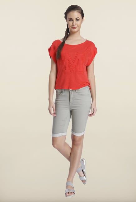 Only Red Solid T-shirt Only Red Solid T-shirt