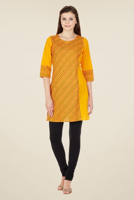 Aurelia Yellow Bandhani Printed Kurti Aurelia Yellow Bandhani Printed Kurti