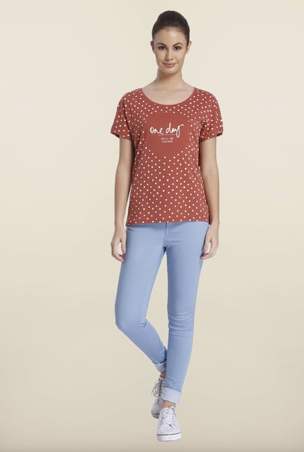 Only Marsala Graphic Printed Cotton T-shirt Only Marsala Graphic Printed Cotton T-shirt