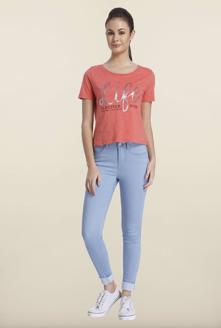 Only Faded Rose Graphic Printed Cotton T-shirt Only Faded Rose Graphic Printed Cotton T-shirt