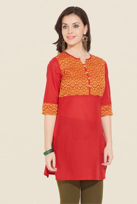 Aurelia Red Bandhani Printed Kurti Aurelia Red Bandhani Printed Kurti