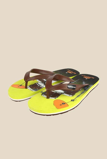 Spunk Drum Brown & Green Slippers Spunk Drum Brown & Green Slippers
