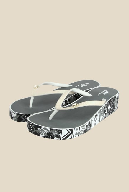 Spunk Emma White & Grey Platform Slippers Spunk Emma White & Grey Platform Slippers