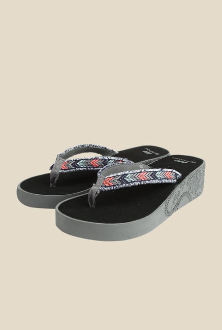 Spunk Daisy 2 Navy & Grey Platform Slippers Spunk Daisy 2 Navy & Grey Platform Slippers