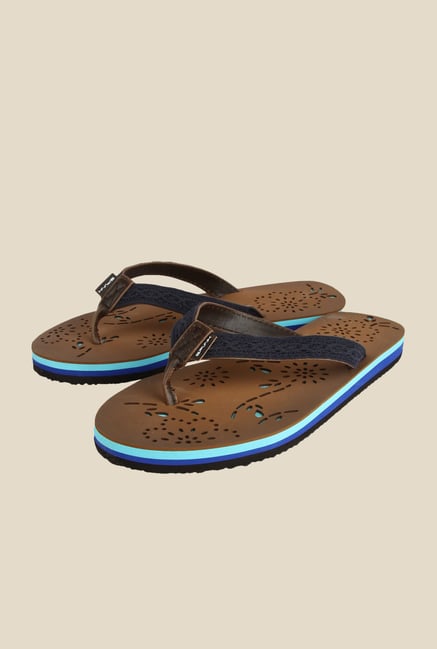 Spunk Hannah Blue & Brown Flip Flops Spunk Hannah Blue & Brown Flip Flops