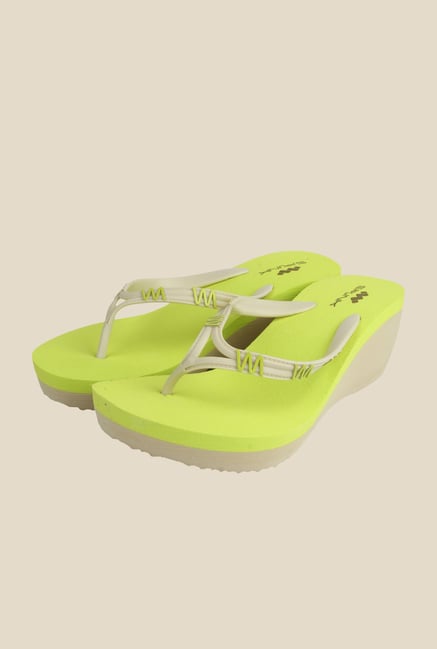 Spunk Poppy Lime Green Wedge Heeled Slippers Spunk Poppy Lime Green Wedge Heeled Slippers