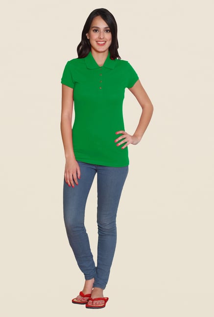 Sweet Dreams Green Solid Polo T Shirt Sweet Dreams Green Solid Polo T Shirt