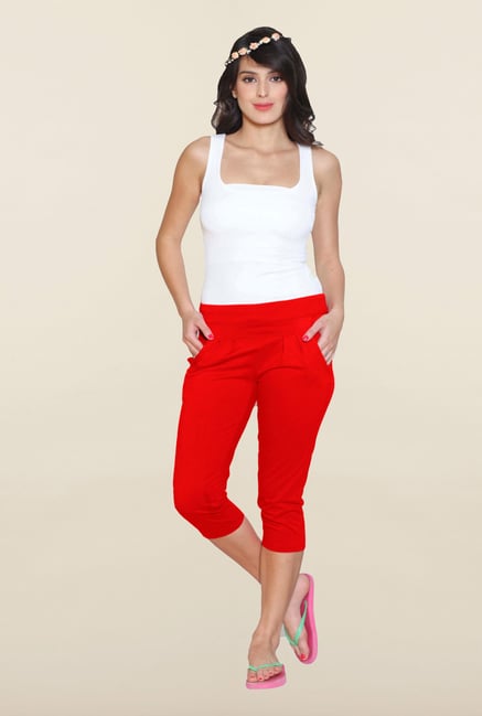 Sweet Dreams Tomato Red Solid Capri Sweet Dreams Tomato Red Solid Capri