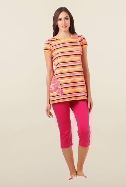 Sweet Dreams Pink Striped Capri Set Sweet Dreams Pink Striped Capri Set