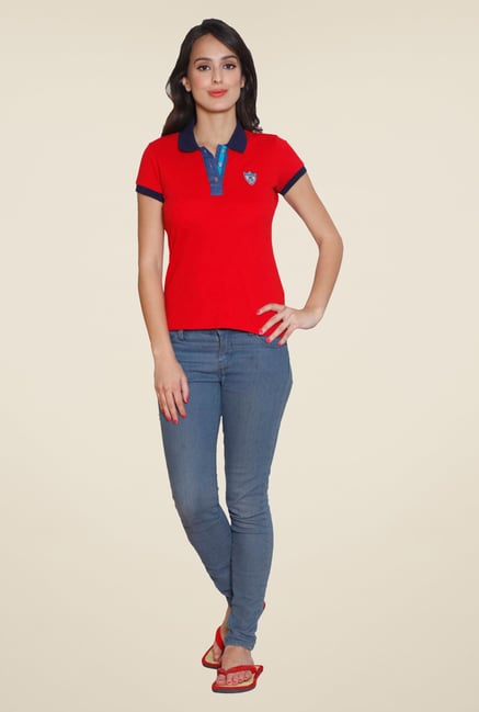 Sweet Dreams Red Solid Polo T Shirt Sweet Dreams Red Solid Polo T Shirt