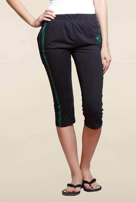 Sweet Dreams Jet Black Solid Cotton Capri Sweet Dreams Jet Black Solid Cotton Capri