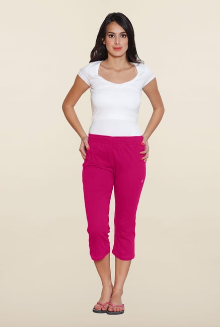 Sweet Dreams Pink Solid Cotton Capri Sweet Dreams Pink Solid Cotton Capri