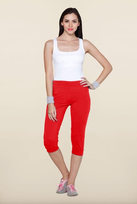 Sweet Dreams Spicy Red Cotton Lycra Capri Sweet Dreams Spicy Red Cotton Lycra Capri