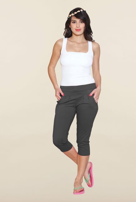 Sweet Dreams Charcoal Solid Capri Sweet Dreams Charcoal Solid Capri