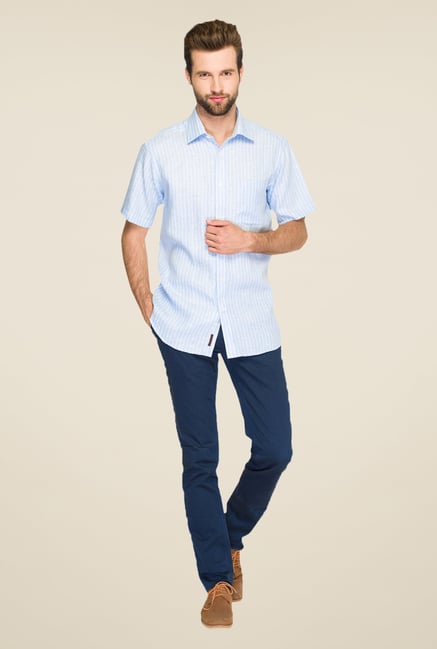Raymond Blue & White Striped Linen Shirt Raymond Blue & White Striped Linen Shirt