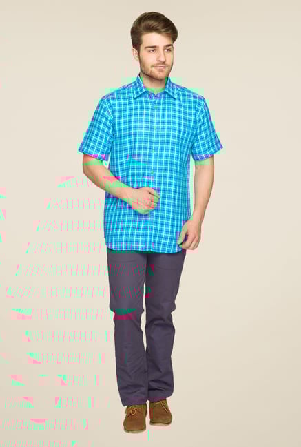 Raymond Blue Checks Linen Shirt Raymond Blue Checks Linen Shirt