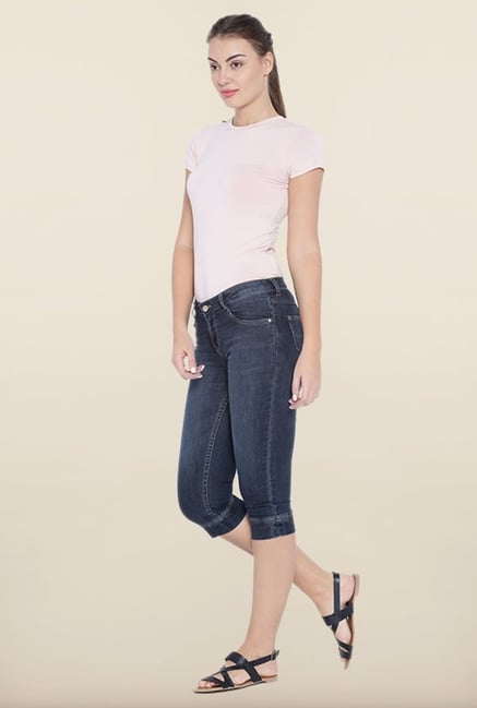 Kraus Dark Blue Mid Rise Capris Kraus Dark Blue Mid Rise Capris