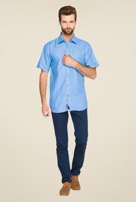 Raymond Blue Striped Linen Shirt Raymond Blue Striped Linen Shirt