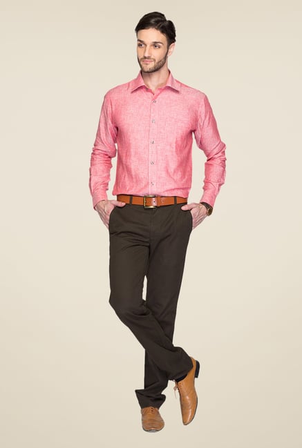 Raymond Pink Textured Linen Shirt Raymond Pink Textured Linen Shirt