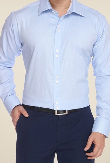 Raymond Blue Solid Shirt Raymond Blue Solid Shirt