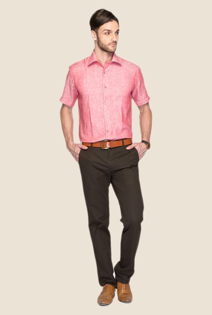 Raymond Pink Textured Linen Shirt Raymond Pink Textured Linen Shirt