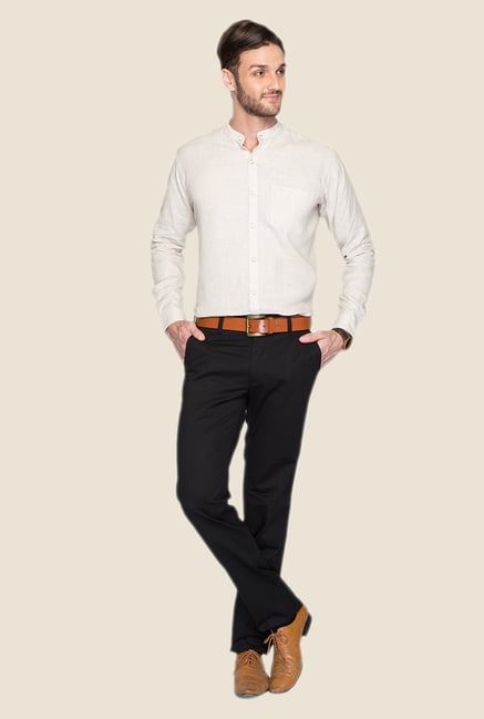 Raymond Beige Solid Linen Shirt Raymond Beige Solid Linen Shirt
