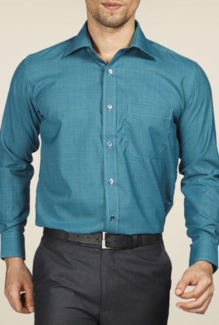 Raymond Turquoise Solid Shirt Raymond Turquoise Solid Shirt