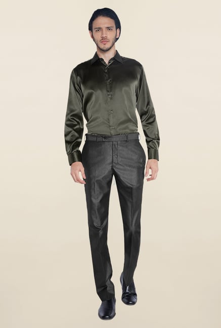 Parx Olive Solid Shirt Parx Olive Solid Shirt