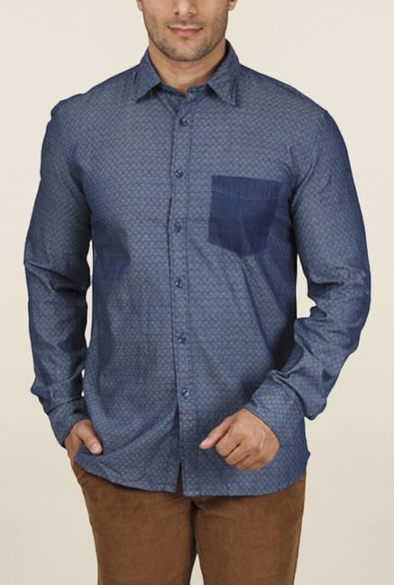 Parx Blue Printed Shirt Parx Blue Printed Shirt