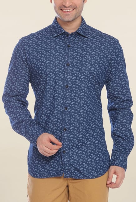 Parx Blue Printed Shirt Parx Blue Printed Shirt