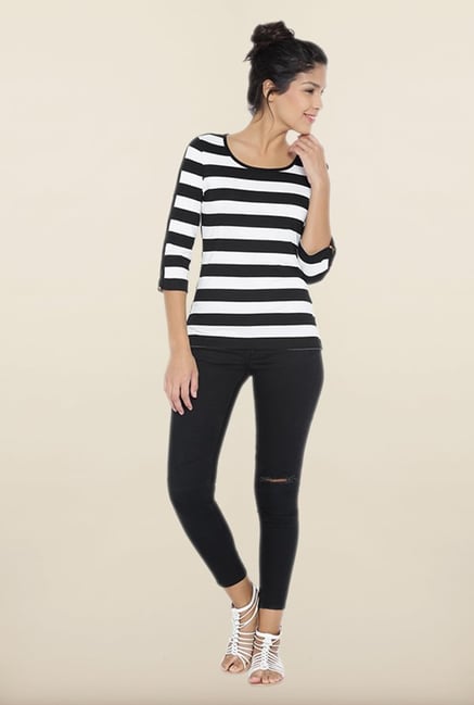 Kraus Black & White Striped Top Kraus Black & White Striped Top