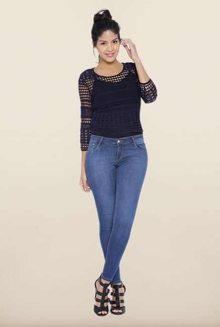 Kraus Navy Crochet Top Kraus Navy Crochet Top