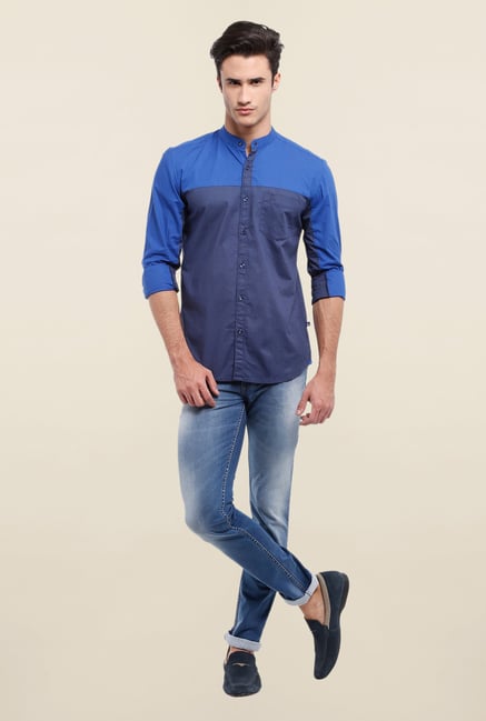 Parx Dark Blue Solid Shirt Parx Dark Blue Solid Shirt