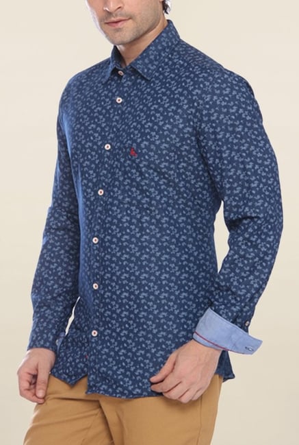 Parx Navy Printed Shirt Parx Navy Printed Shirt
