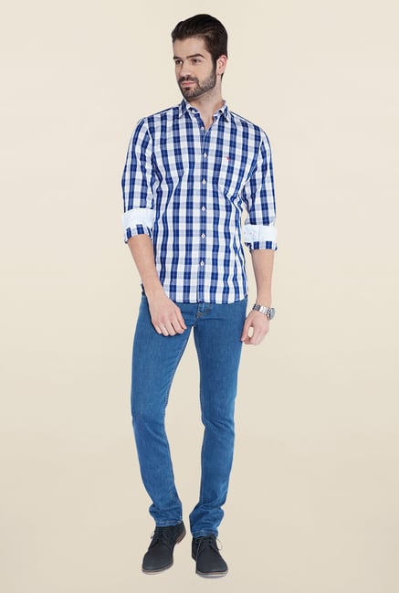 Parx Blue & White Checks Shirt Parx Blue & White Checks Shirt