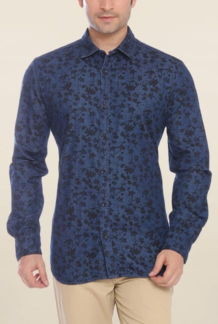 Parx Navy Printed Shirt Parx Navy Printed Shirt