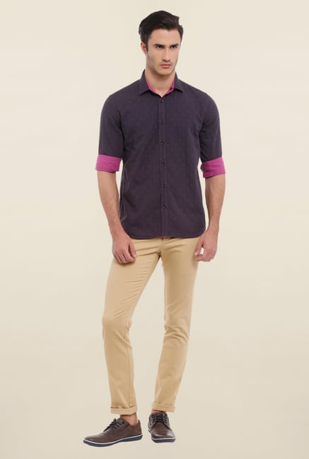 Parx Purple Printed Reversible Shirt Parx Purple Printed Reversible Shirt