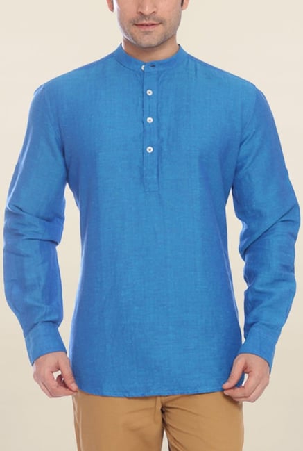 Parx Blue Solid Shirt Parx Blue Solid Shirt