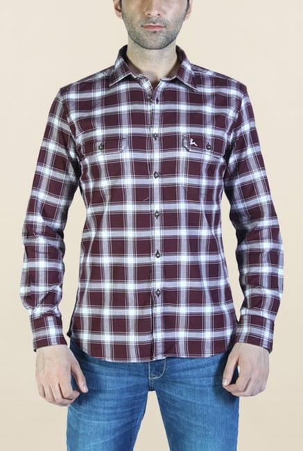 Parx Maroon Checks Shirt Parx Maroon Checks Shirt
