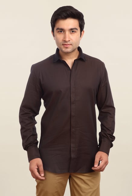 Parx Brown Striped Shirt Parx Brown Striped Shirt