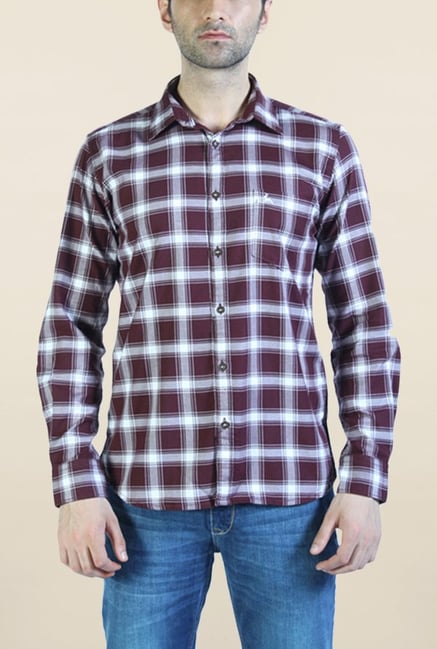 Parx Maroon Checks Shirt Parx Maroon Checks Shirt