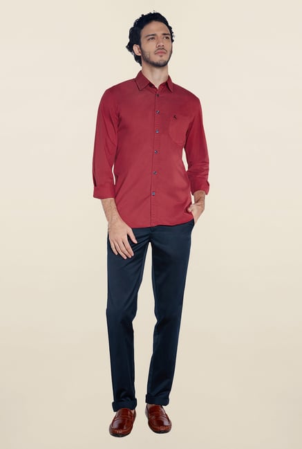 Parx Maroon Solid Shirt Parx Maroon Solid Shirt