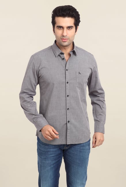 Parx Grey Solid Shirt Parx Grey Solid Shirt