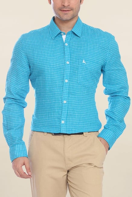Parx Blue Checks Linen Shirt Parx Blue Checks Linen Shirt