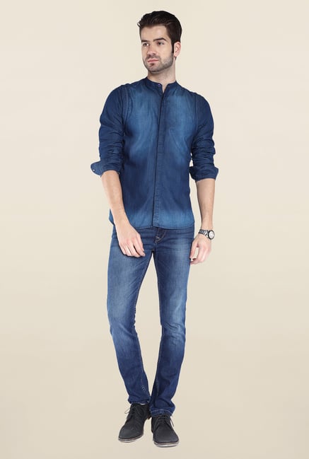 Parx Dark Blue Denim Shirt Parx Dark Blue Denim Shirt
